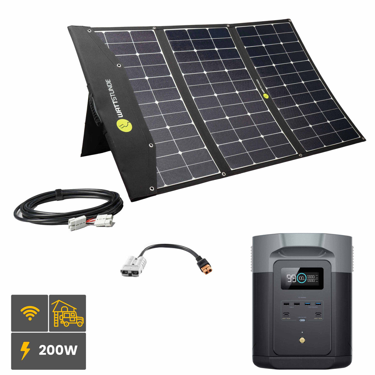 EcoFlow DELTA 2 MAX Powerstation Bundle mit WATTSTUNDE SOLA Ease 200 W SunFolder - 305-21603-03