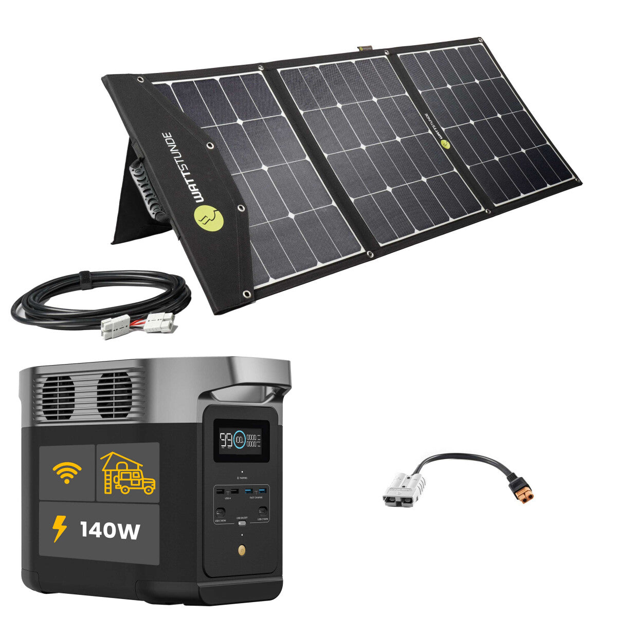 EcoFlow DELTA 2 Powerstation Bundle with WATTSTUNDE® SOLA Ease 140W SunFolder Solar Bag - 305-21322-002