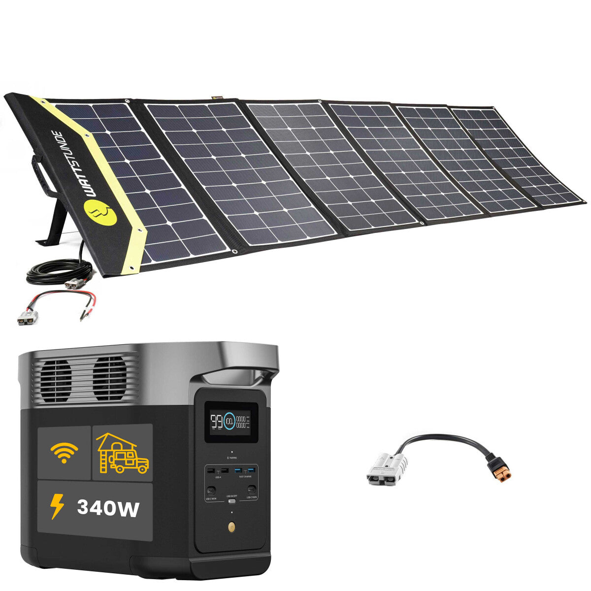 EcoFlow DELTA 2 power station bundle with WATTSTUNDE® SunFolder solar bag 340W - 305-21322-005 Incl. 0% VAT according to §12 para. 3 UStG.