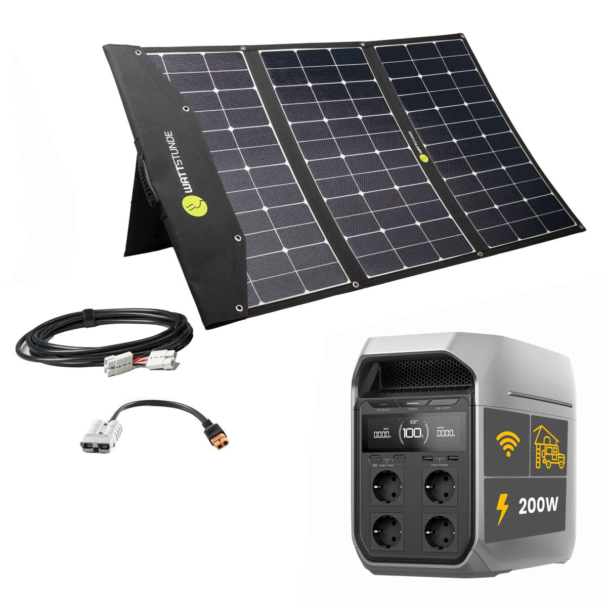 EcoFlow DELTA 3 Plus Powerstation Bundle mit WATTSTUNDE SOLA Ease 200W SunFolder Solartasche - 305-21604-03