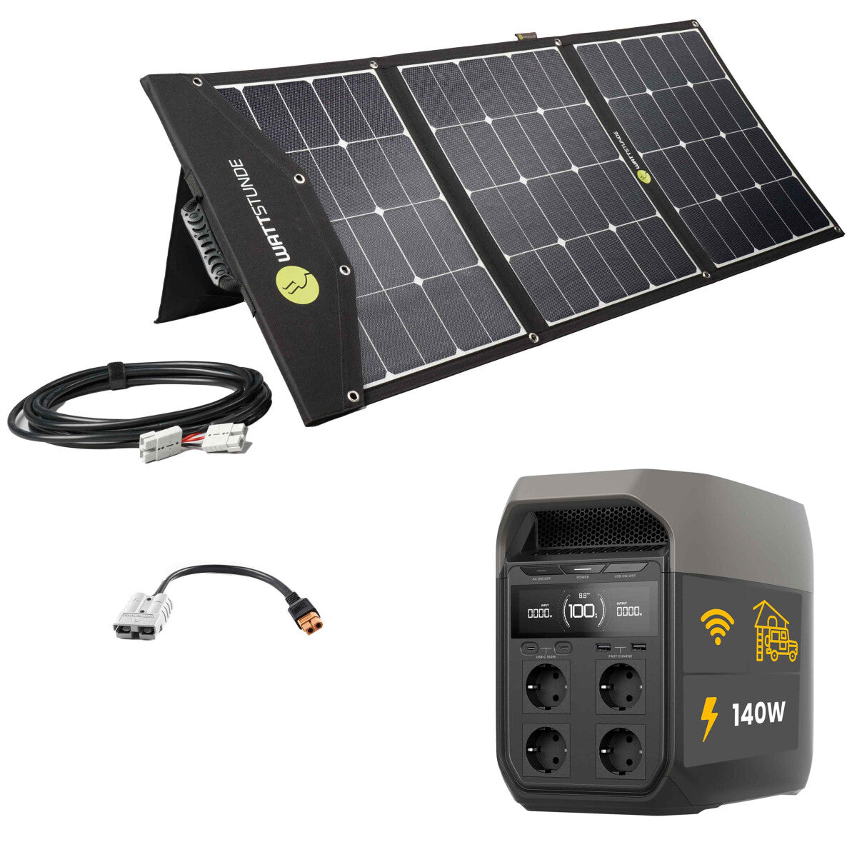 EcoFlow DELTA 3 Powerstation Bundle mit WATTSTUNDE SOLA Ease 140W SunFolder Solartasche