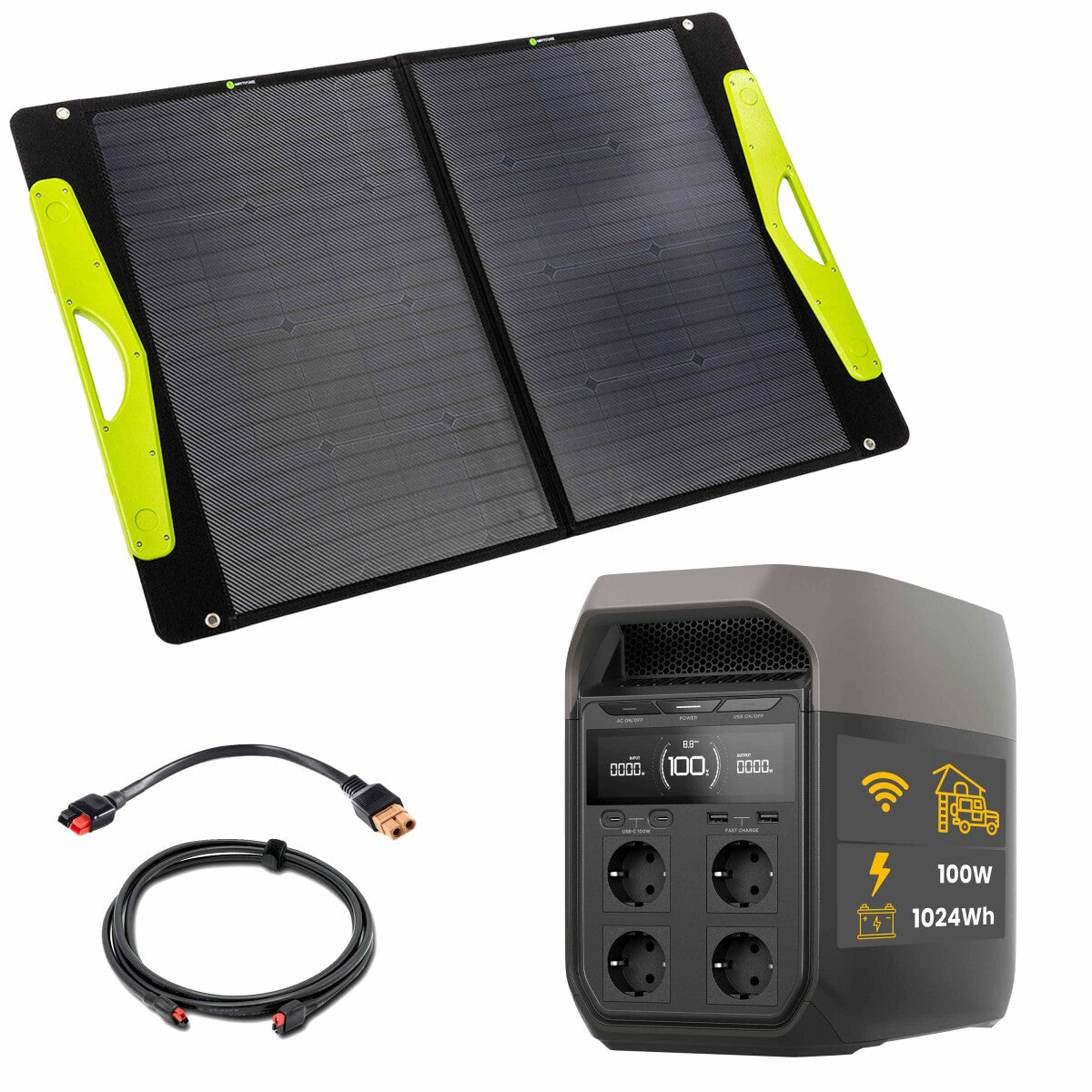 EcoFlow DELTA 3 Powerstation Bundle with WATTSTUNDE® SolarBuddy 100 W Solar Bag - 305-21034