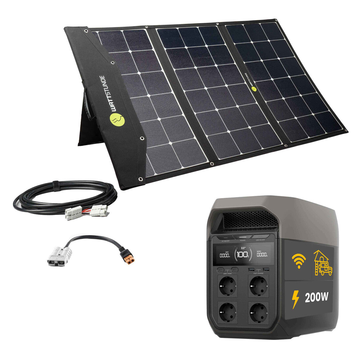 EcoFlow DELTA 3 power station bundle with WATTSTUNDE SOLA Ease 200W HV SunFolder solar bag - 305-21323-04 Incl. 0% VAT according to §12 para. 3 UStG.