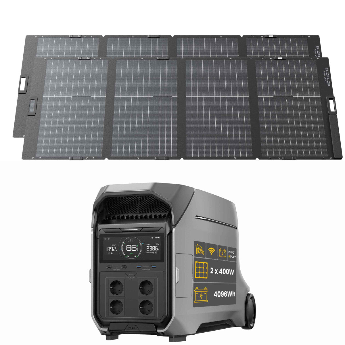 EcoFlow DELTA Pro 3 Powerstation Bundle mit EcoFlow 800 W (2x400W)