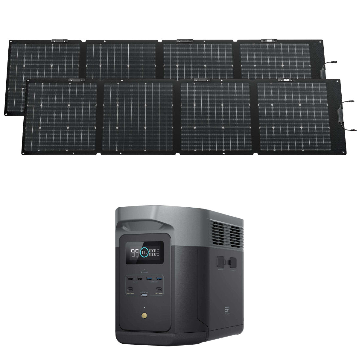 EcoFlow DELTA 2 Max (2048 Wh) power station bundle with 2x EcoFlow solar panel 220 W (440 W) - 305-21621-12