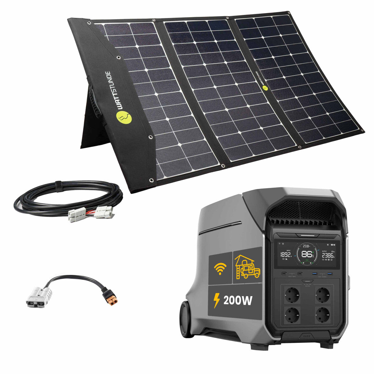 EcoFlow DELTA PRO 3 Powerstation Bundle mit WATTSTUNDE SOLA Ease 200 W SunFolder - 305-2109-02