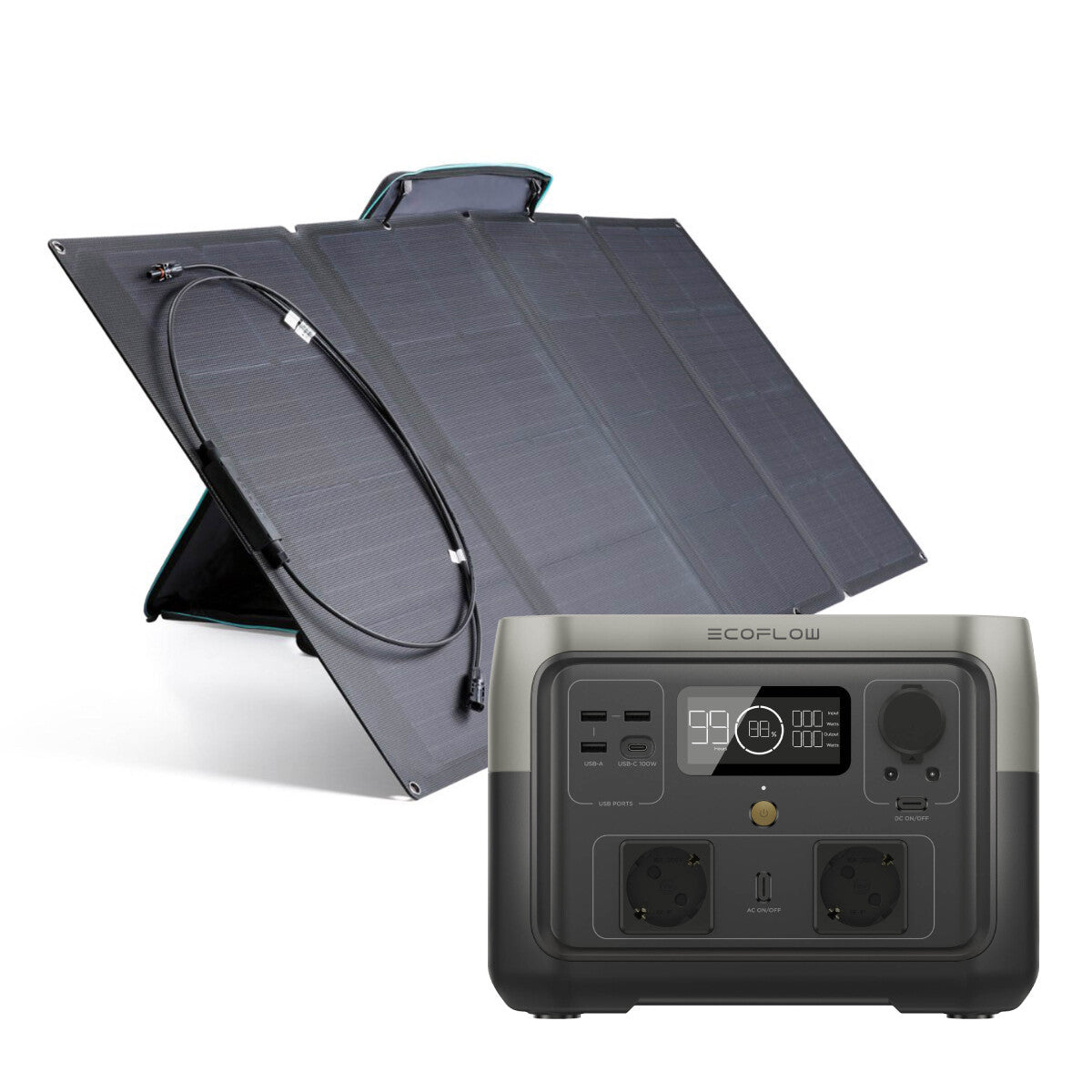 EcoFlow River 2 Max Powerstation Bundle mit EcoFlow Solarpanel 110 W