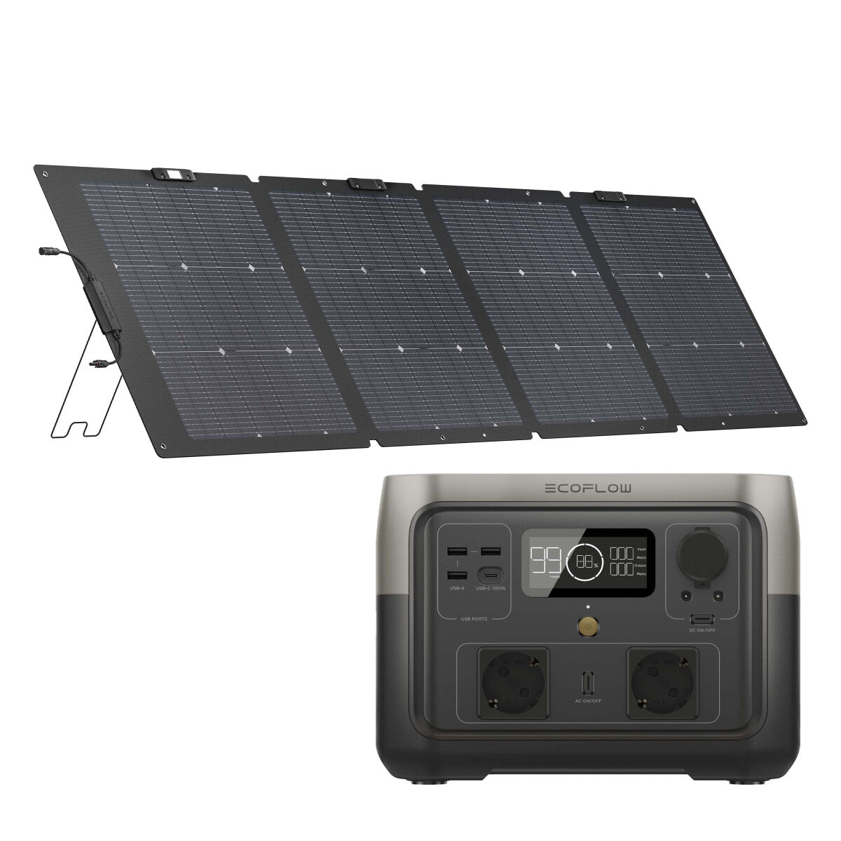 EcoFlow River 2 Max Powerstation Bundle with EcoFlow solar panel 220 W - 305-20621-04