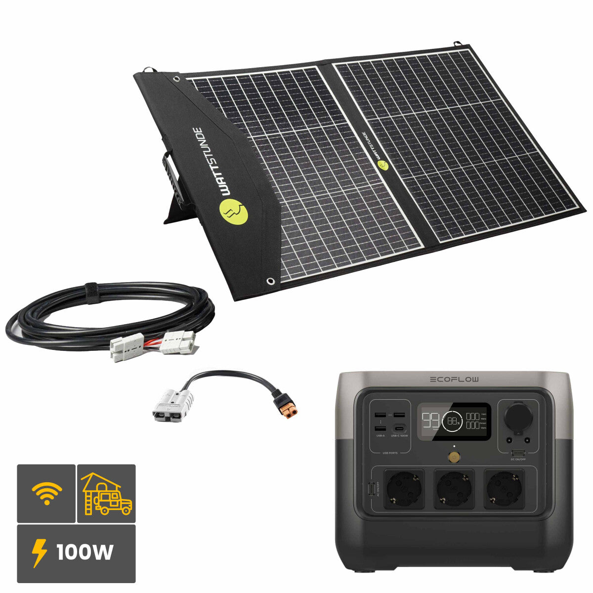 EcoFlow RIVER 2 PRO Powerstation Bundle mit SOLA Ease 100W SunFolder Solartasche - 305-20632-001 Inkl. 0% MwSt. gemäß §12 Abs.3 UstG.