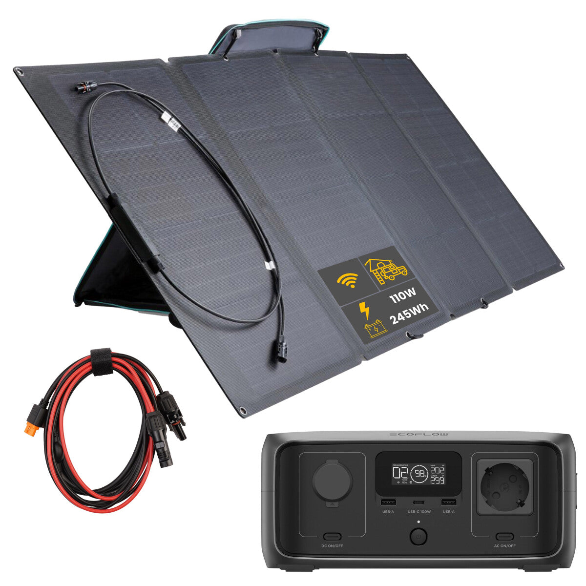 EcoFlow River 3 Powerstation Bundle mit EcoFlow Solarpanel 110 W - 305-20622