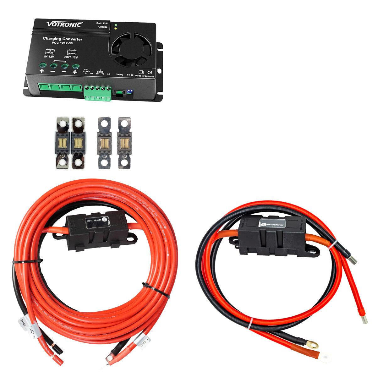 Charging booster set with Votronic 1212-30 and connection cable for starter and board battery 7 m - 302-16540-02