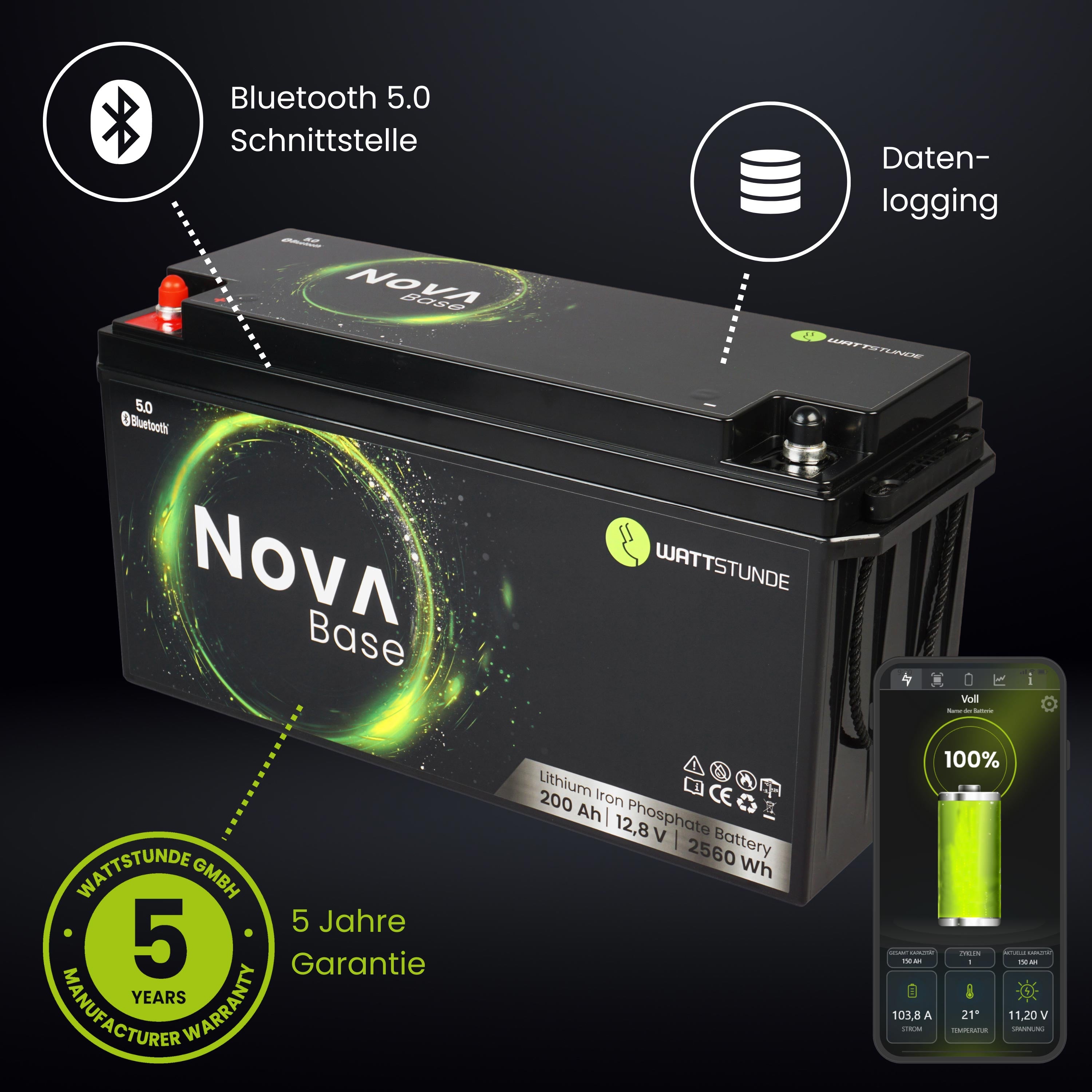 WATTSTUNDE® NOVA Base 200Ah Batterie LiFePO4