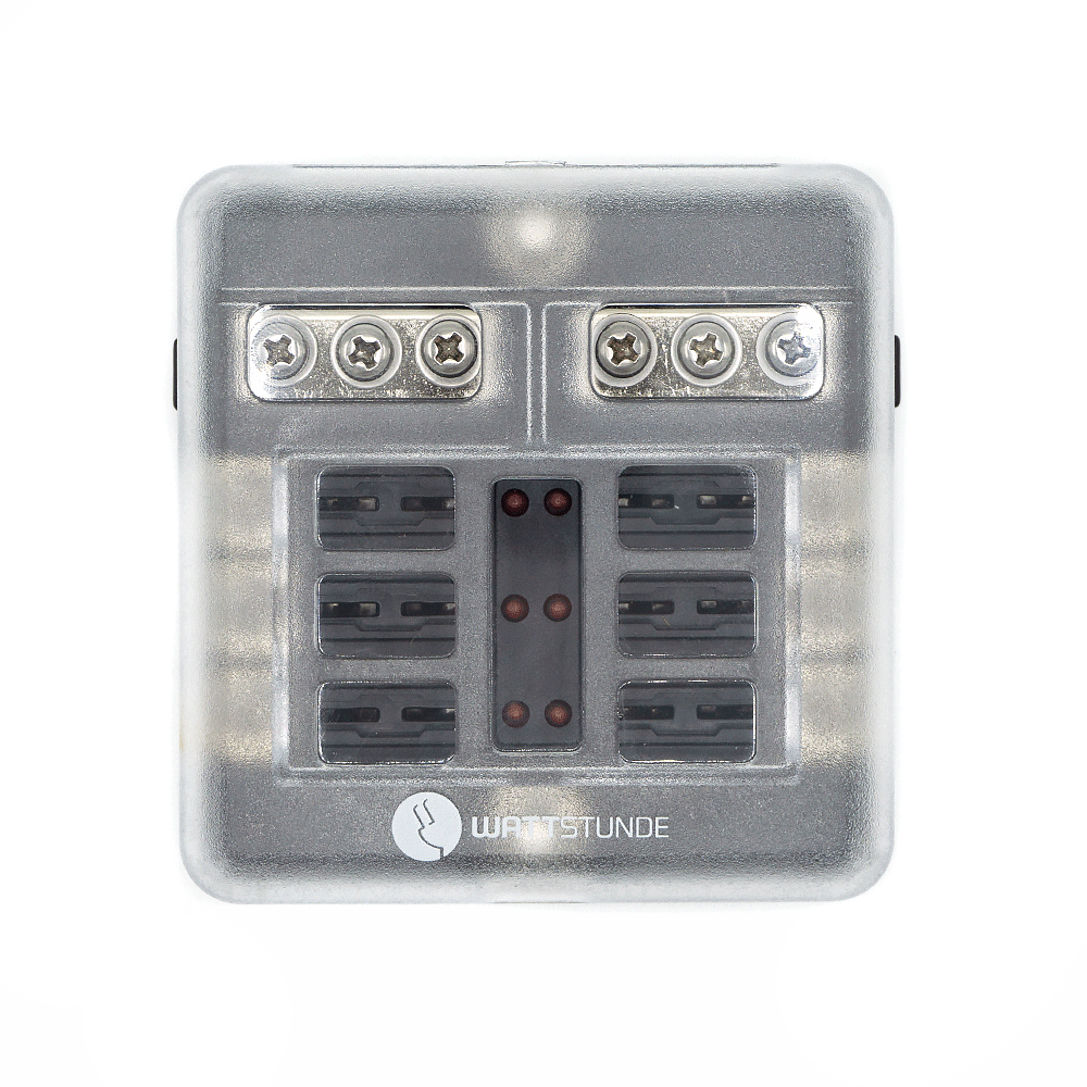 WATTSTUNDE® Plus Distributor 6 mit je 2x 5A, 10A, 15A, 20A Flachsicherungen