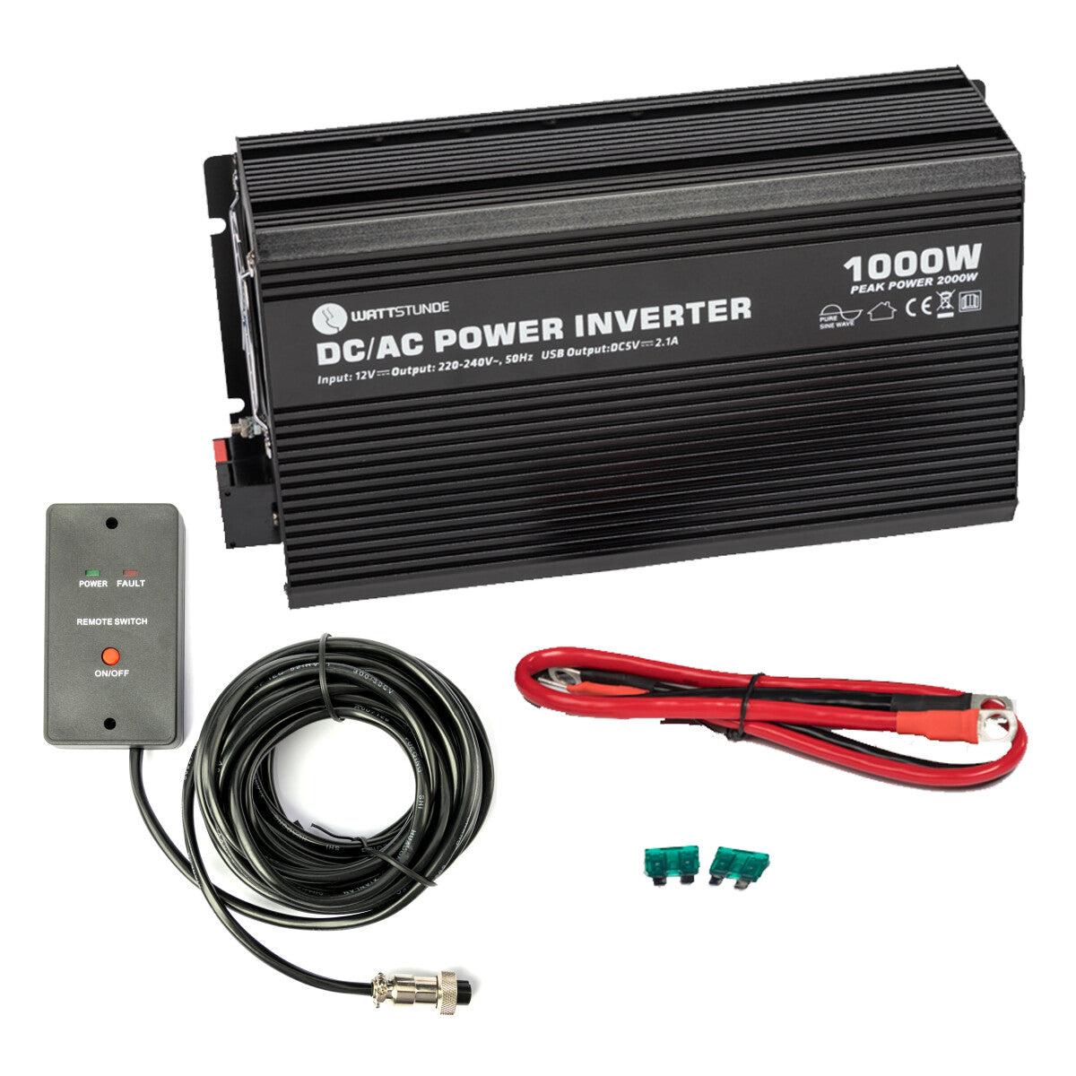 WATTSTUNDE® 1000 W / 2000 W 12 V Sinus Spannungswandler WS12/1000SI