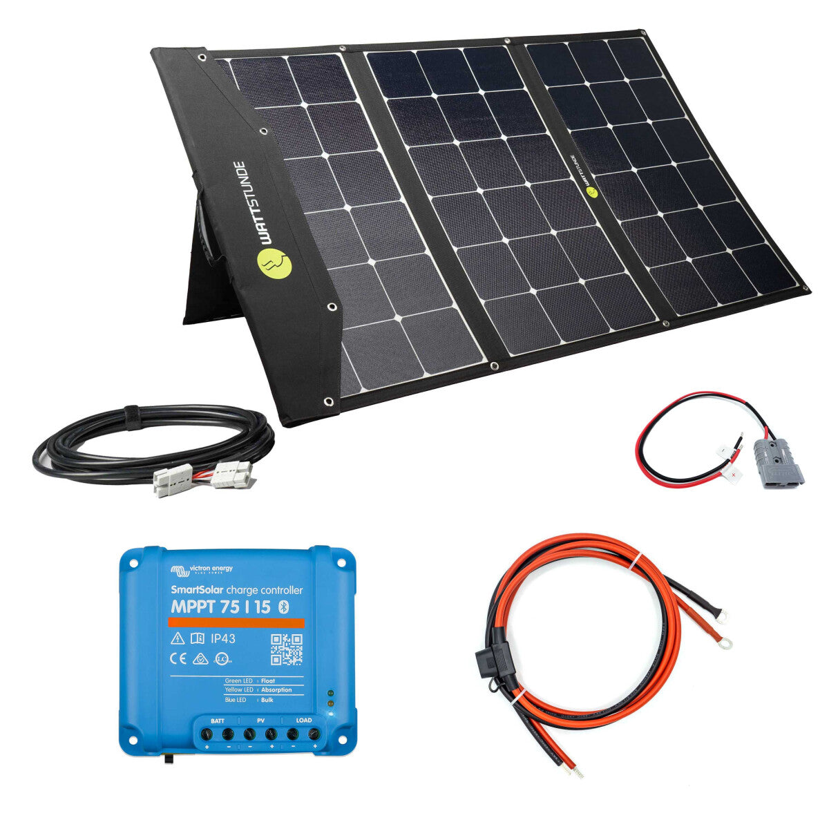 WATTSTUNDE® SOLA Ease 200W-HV SunFolder Solartasche Variationsset Victron SmartSolar 75/15 Ja - 101-10204-03 Inkl. 0% MwSt. gemäß §12 Abs.3 UstG.
