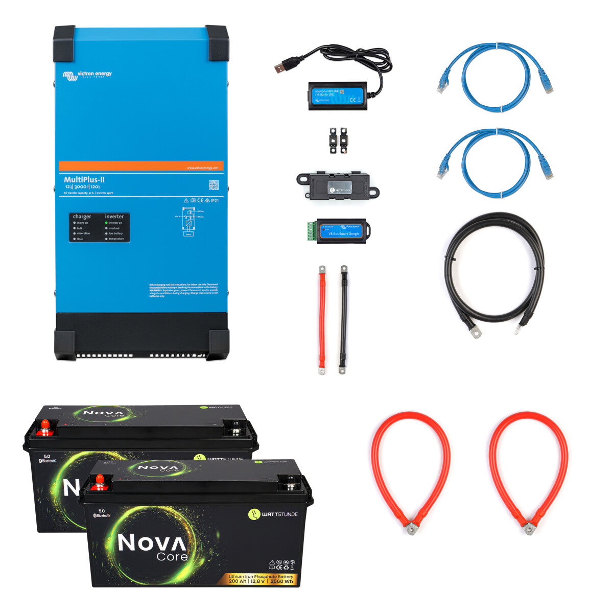 WATTSTUNDE® mobile home power set 2400 W MultiPlus-II 12/3000 Smart - 11-20150-06 Incl. 0% VAT according to §12 para. 3 UStG.