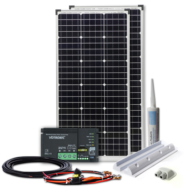 200W Mono-HV Wohnmobil Solaranlage - Votronic MPPT Laderegler und HXH Haltespoiler