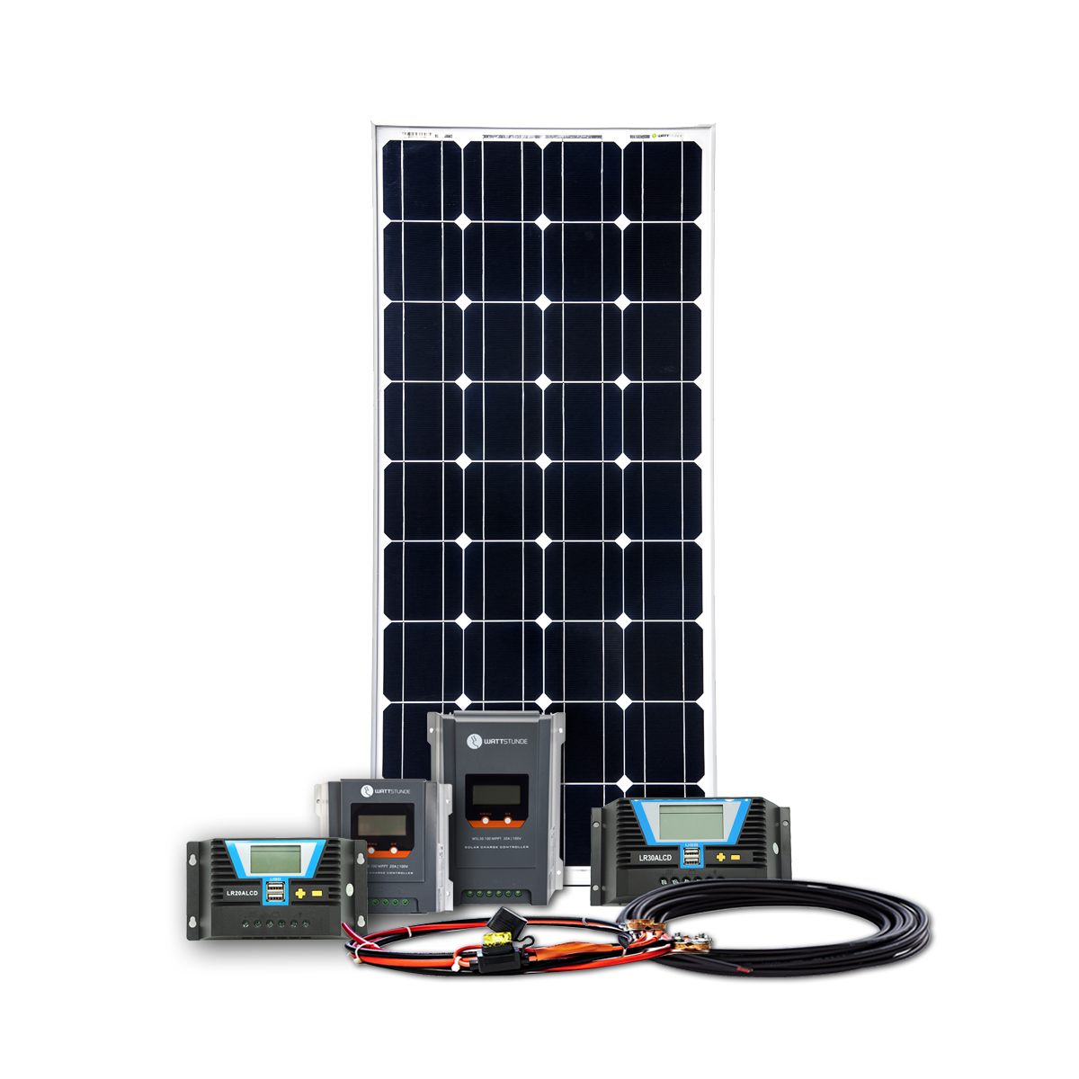 150W Solar Inselanlage Beginner Bausatz Batterie/Laderegler/Spann