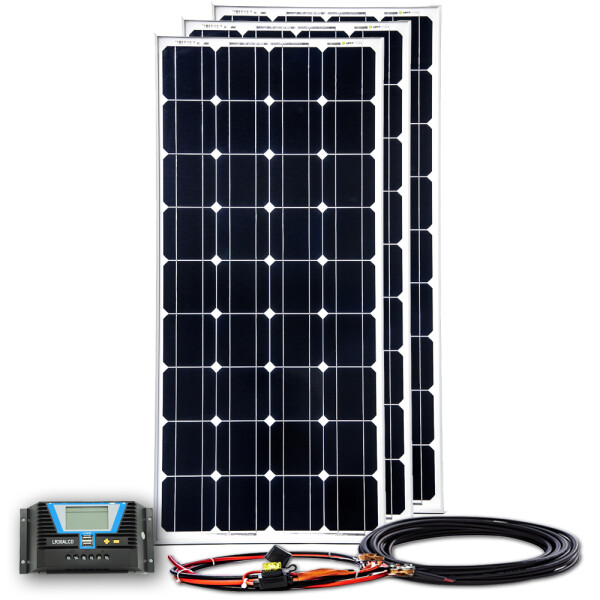 450W Solar Inselanlage Bausatz (3x150W) Solar Laderegler 30A LR30ALCD 2xUSB 12/24V