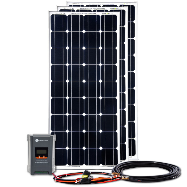450W Solar Inselanlage Bausatz (3x150W) WATTSTUNDE® 40A 100V MPPT Solar Laderegler WSL40.100 MPPT